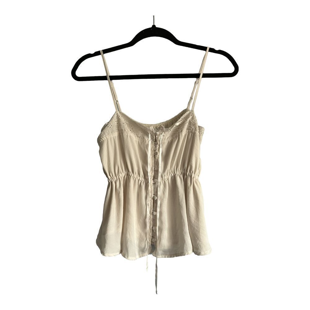 American Eagle Cream Fit and Flare Cropped Top Tank Size Medium